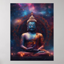 Meditating Buddha with Mandala Poster