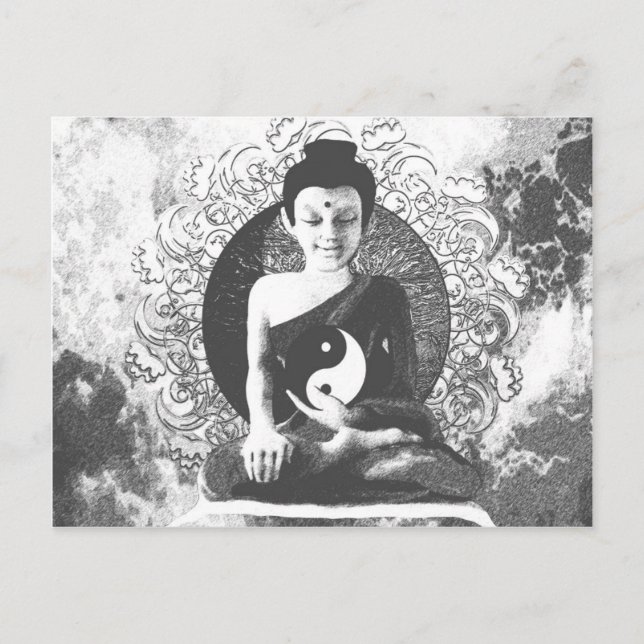 Meditating Buddha with Yin Yang Postcard (Front)