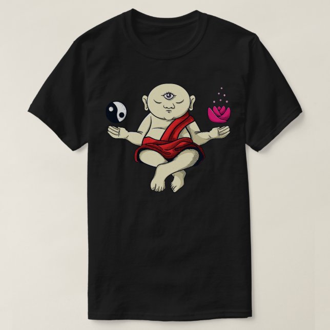Meditating Buddhist Monk Zen Buddha Om T-Shirt (Design Front)