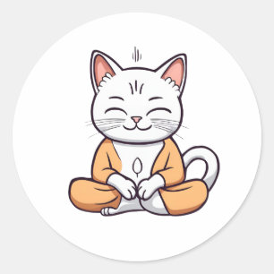 Meditating cat 2 classic round sticker