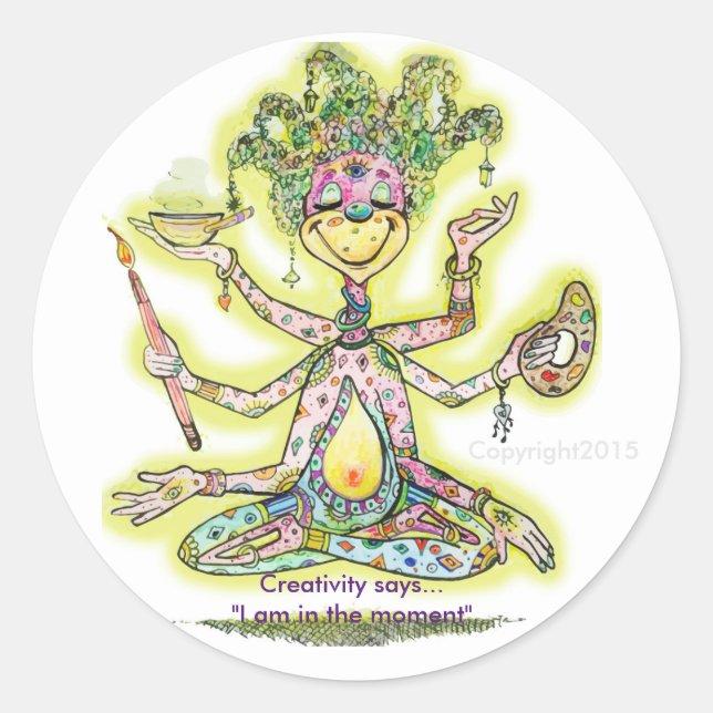 Meditating Creativity Classic Round Sticker (Front)