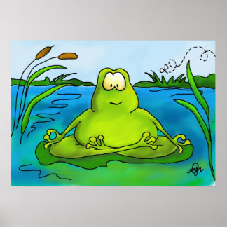 Meditating frog art print or poster