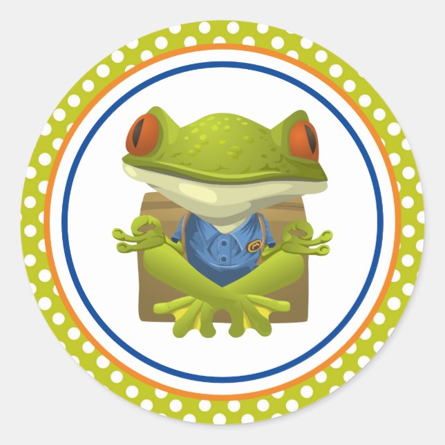 Meditating Frog Classic Round Sticker (Front)