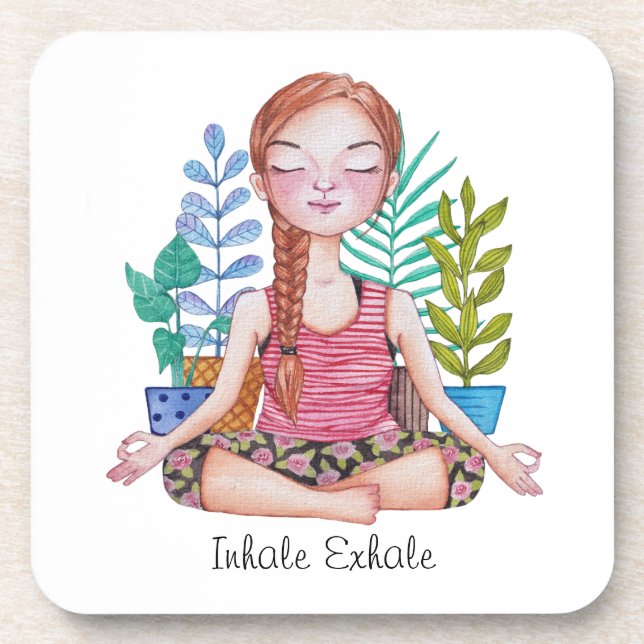 Meditating Girl With Plants Coaster (Front)