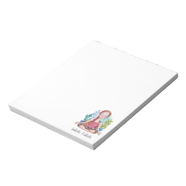 Meditating Girl With Plants Notepad (Rotated)
