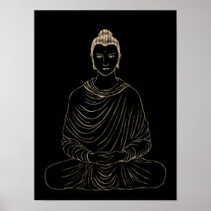 Meditating Golden Buddha Poster