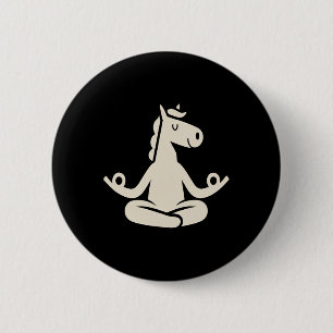 Meditating Horse Lotus Yoga Cool Chinese Year Of T 6 Cm Round Badge