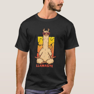 Meditating Llama Retro Graphic T-Shirt