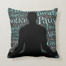 Meditating Man Silhouette Throw Pillow