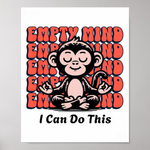 Meditating Monkey Encouragement, Beginner Yoga Med Poster
