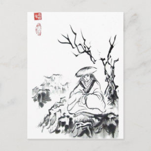 Meditating Samurai Postcard