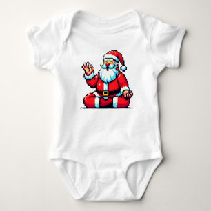 Meditating Santa Relaxing Pixel Art Holiday Design Baby Bodysuit