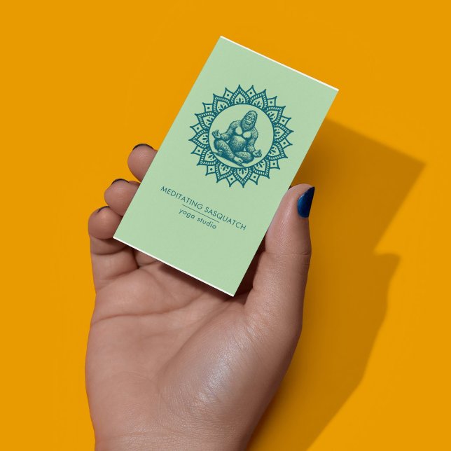 Meditating Sasquatch Yoga Studio QR Code  Business Card (Creator Uploaded)