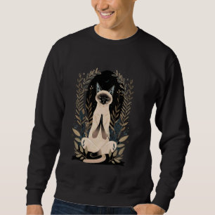 Meditating Siamese Cat Graphic - Zen Yoga Feline D Sweatshirt