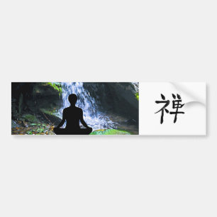 Meditating Silhouette by Waterfall Bumper Sticker