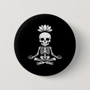 Meditating Skeleton Lotus Yoga Halloween 6 Cm Round Badge