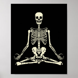 Meditating Skeleton Lotus Yoga Zen Lance Halloween Poster