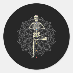 Meditating Skeleton Yoga  Classic Round Sticker