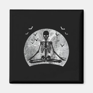 Meditating Skeleton Yoga Lover Halloween Moon Cost Magnet