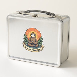 Meditating Sloth Vintage Relaxed Humor Design 2 Metal Lunch Box