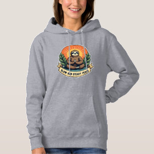 Meditating Sloth Vintage Relaxed Humour Design 2 Hoodie