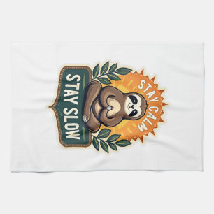 Meditating Sloth Vintage Relaxed Mind T-Shirt 2 Tea Towel