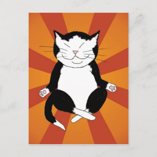 Meditating Tuxedo Kitty Postcard