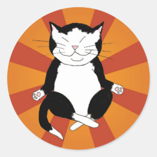 Meditating Tuxedo Kitty Stickers