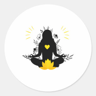 Meditating Woman Yoga Spirituality Mindfulness Pea Classic Round Sticker