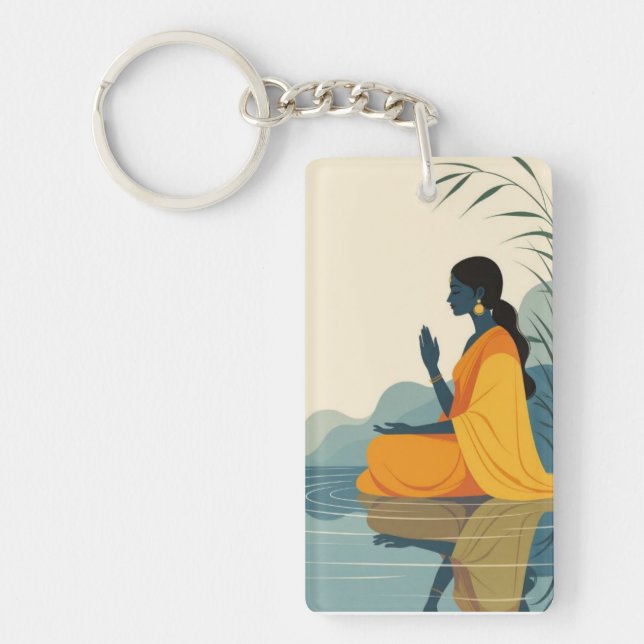 Meditating women Keychain  (Front)