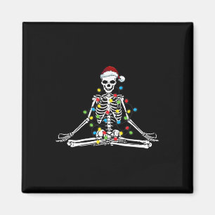 Meditating Yoga Pose Skeleton In Christmas Lights Magnet
