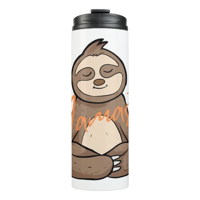 Meditating Yoga Sloth - Namaste  Thermal Tumbler (Front)