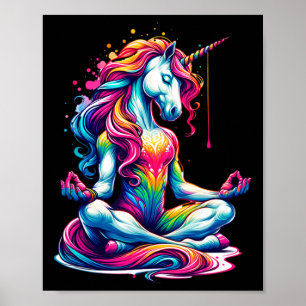 Meditating Yoga Unicorn Colorful Lance And Relaxat Poster