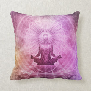 Meditation Abstract Art Pink Violet Purple Gold Cushion