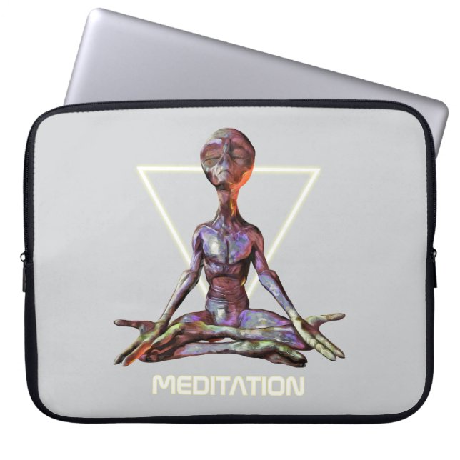 Meditation. Alien in tranquil pose Laptop Sleeve (Front)