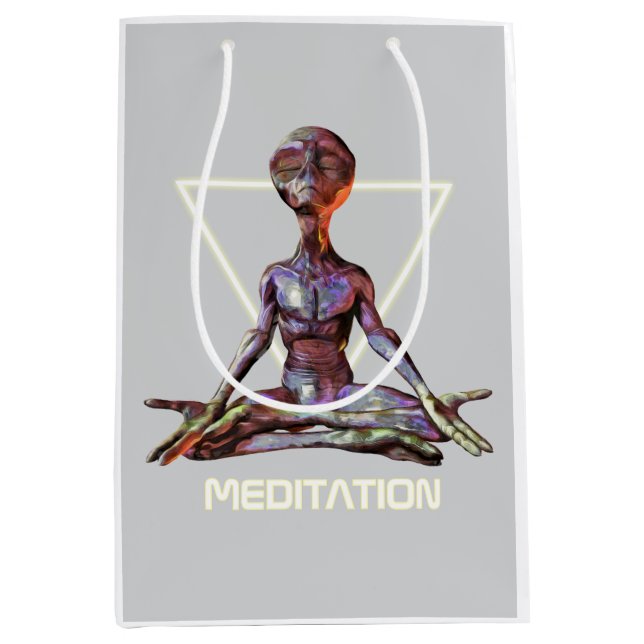 Meditation. Alien in tranquil pose Medium Gift Bag (Front)