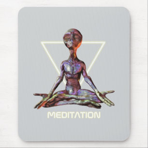 Meditation. Alien in tranquil pose Mouse Pad