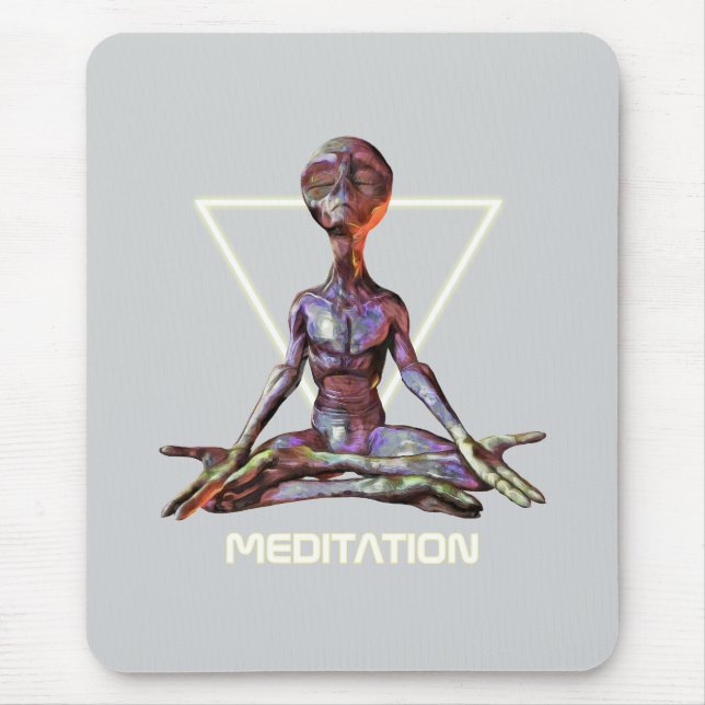 Meditation. Alien in tranquil pose Mouse Pad (Front)