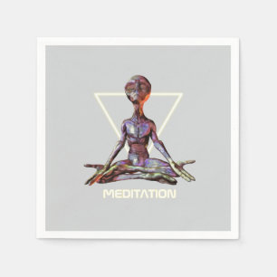 Meditation. Alien in tranquil pose Napkin