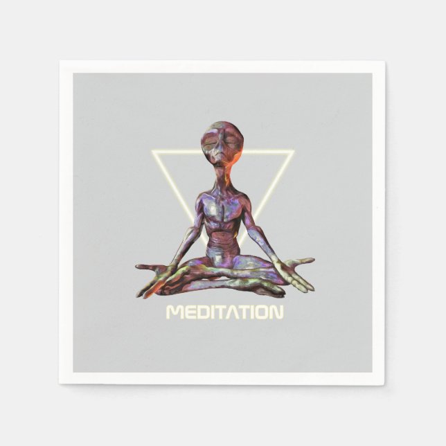 Meditation. Alien in tranquil pose Napkin (Front)