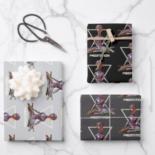 Meditation. Alien in tranquil pose Wrapping Paper Sheet