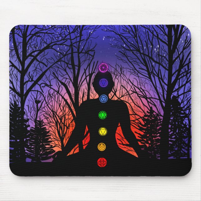 Meditation and the Trees on a starry night Sunset Mouse Pad (Front)