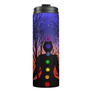 Meditation and the Trees on a starry night Sunset  Thermal Tumbler