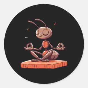 Meditation Ant Yoga Pose Relaxing Animal Classic Round Sticker