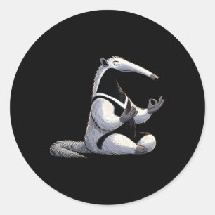 Meditation Anteater Yoga Pose Relaxing Animal Classic Round Sticker