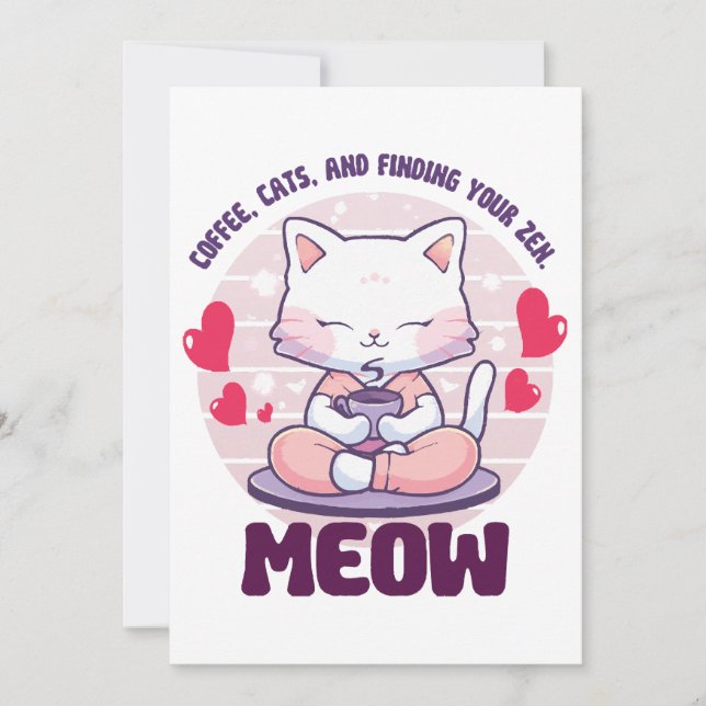 Meditation cat  - Kawaii cat  Invitation (Front)