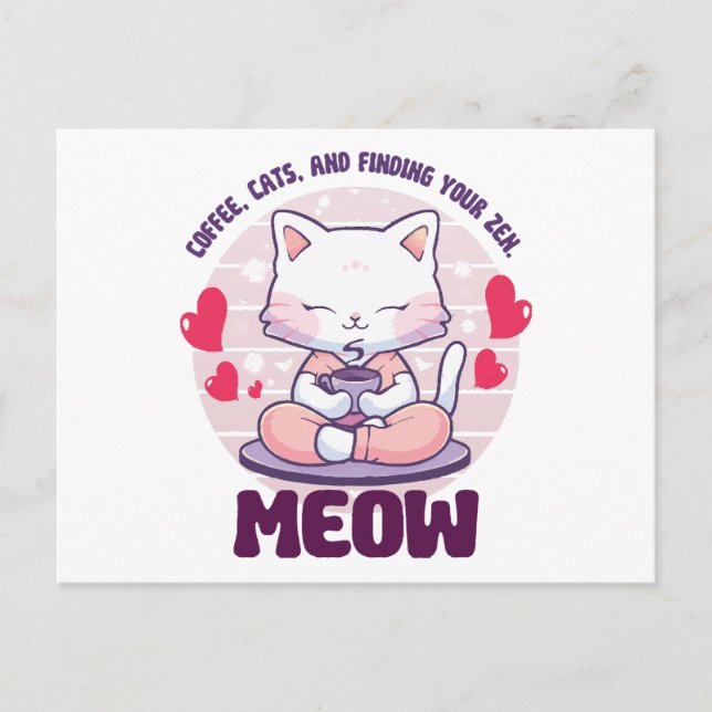 Meditation cat  - Kawaii cat  Postcard (Front)