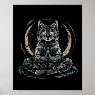 Meditation Cat Yoga Spiritual Hindu Buddhist Zen B Poster