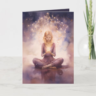 Meditation Celestial Clouds Pink Blue Birthday Card