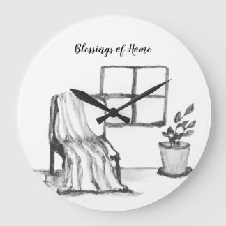 Meditation chair by window with plant and throw large clock